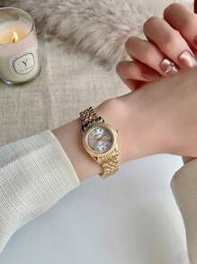 1 件女士银色/金色简约优雅小表盘不锈钢表带石英表，精致节日礼物 - 均碼 - 查看 16