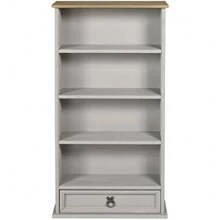 Upgrade Version Furniture Corona Grey Wax 1 Drawer DVD Rack Bookcase - 1 - View 3
