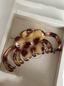 1pc Elegant Leopard Print Claw Clip, Large Size High-Quality Floral Hair Clip, Stylish Headpiece Hair Clips Hair Jaw Clip Hair Clamps Hair Clutch Hair Catcher Clip Fall Winter Flower Hair Accessories For Women For Vacation Outfits Woman - Coffee - View 8