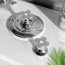 Light Luxury Flower Toilet Button Nail Specific Bathroom Water Tank Switch Button Universal Toilet Press - Silver - View 4