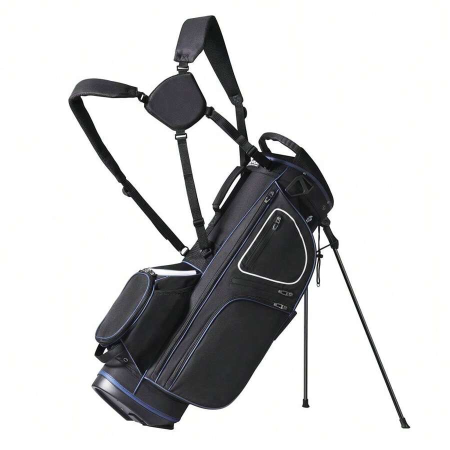 Lightweight 35 Inch Cart Bag With 14 Way Divider Top And 11 Storage Pockets In Black And White Design - Black - View 1