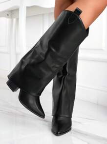 wellspring Simple Solid Color Multifunctional Fashion Women Boots - Black - View 3