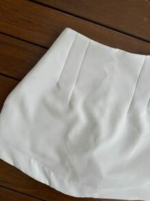 Skirt With Tailored Shorts \Plain\ Women's Fashion - trắng - Xem 3
