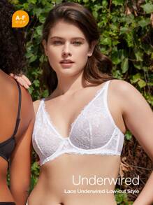 Wingslove Floral Lace Underwire Deep V-Neck Sheer Sexy Lingerie Bra – Adjustable Straps, Supportive Cups & Transparent Mesh Design For Women