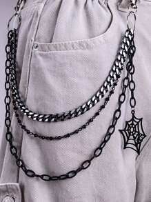 1pc Fashionable Punk Style Vintage Multi-Layer Spider Web Chain Belt Waist Chain, Suitable For Men And Women