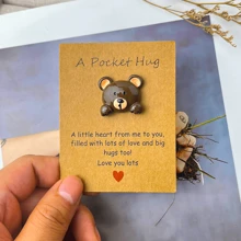 Tarjetas de felicitación de resina con motivos de animales, tarjetas de abrazos de bolsillo, tarjetas de bendiciones cálidas para días festivos, tarjetas para decoración de fiestas