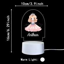 1 pièce Lumière d'illusion LED 3D de lampe de nuit décorative de cadeau d'anniversaire avec personnalisation de nom de princesses de bande dessinée, lumière chaude, cadeau de Noël