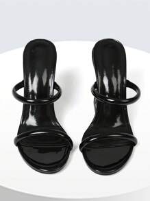 Eelegant Womens High Heeled Sandals Open Toe Wedges Slip On High Heel Metallic Shark Teeth Heels Slingback Slides Nightclub Party Outdoor Business Casual Office Wedding Dressy Comfy Concert Street Style Walking Fashionable Valentines Day Gifts Spring Summer Sandals For Women Black Heels