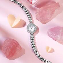 1 Piece Of Ladies' Watch, Fully Diamond-Set, Lightweight Luxury Bracelet Watch, Square And Compact Mermaid Quartz Wristwatch, Suitable For Parties, Gatherings, And Daily Use