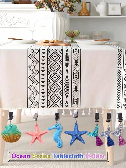 1/2/4 pezzi Fermagli per tovaglia della serie Ocean, adatti per festa di beach, decorazione di tovè da tavola per pranzi all'aperto, picnic, campeggio, matrimonio, festa del celibato
