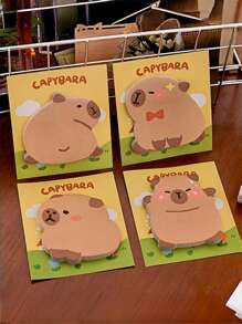 Adorable Cartoon Capybara Self-Adhesive Memo Pad, Sticky Notes For Reminders, Messages, Lists, Cute Office Supplies Back To School - Multicolor - View 3