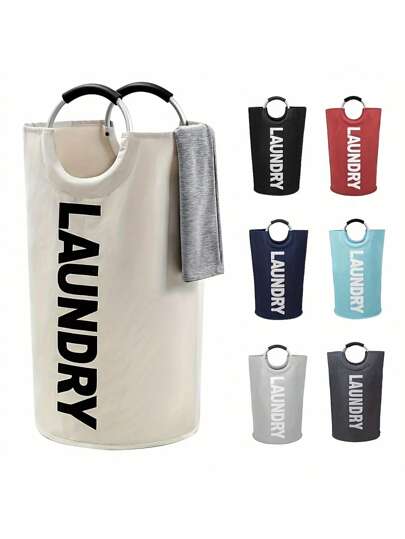 1pc 90L Black/Beige Large Laundry Basket, Collapsible Dirty Clothes Basket, Freestanding Tall Clothes Hamper, Foldable Washing Bin, Suitable For Bathrooms, Laundry Rooms, Balconies, And Dormitories