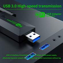 1200Mbps Dual Band 2.4GHz + 5GHz WiFi USB Adapter, USB 3.0 High Speed Wireless Network Card Receiver, Compatible With PC/Laptop Windows - Black - View 11