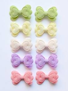 10pcs/Set Solid Color Multicolor Double Layered Bows Hair Clips For Girls And Teens Cute Hair Accessories - Multicolor - View 8