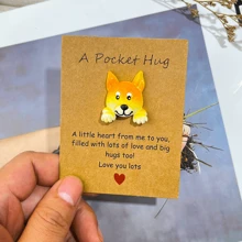 Tarjetas de felicitación de resina con motivos de animales, tarjetas de abrazos de bolsillo, tarjetas de bendiciones cálidas para días festivos, tarjetas para decoración de fiestas