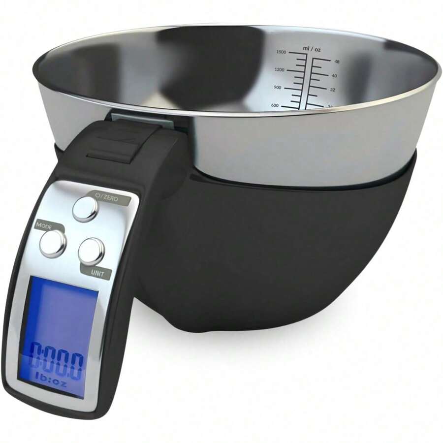 Fradel Digital Kitchen Food Scale With Bowl - 11lb, Grams & Ounces - Removable, Dishwasher-Safe Mixing Bowl - Black