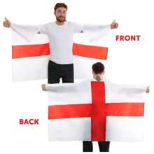 England Supporters Set – Bucket Hat & Flag Cape – Perfect For Football, Rugby & St George's Day - England Supporters Set, England Bucket Hat, England Flag Cape, Football Fan Gear, Rugby Supporter Accessories, St George's Day Outfit, Euros 2024 Fan Kit, World Cup Supporter Essentials, Patriotic Costume, England Fan Merchandise. - Red and White - View 5
