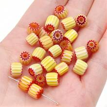 10pcs 8mm Colorful Cylindrical Beads Glass Thousand Flower Beads For Jewelry Making, Bracelets, Necklaces DIY - Craft Accessories