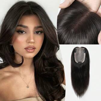 100%真人发片，女士专用，单丝顶，适合头发稀疏人群，8*12厘米顶，丝绸蕾丝底座，夹式接发