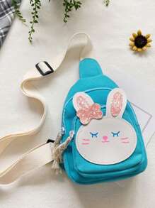 1pc Nylon Zipper Closure Korean Children'S Bag Girls Messenger Bag Fashionable Princess Girl Baby Cute Bunny Chest Bag, Comfortable And Adjustable Shoulder Straps, Versatile And Not Picky, Suitable For Outdoor, Play, Commuting, School Use, A Perfect Gift For Girls - Cartoon Chest Bag - View 14