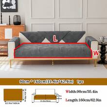 1 buah Bantal Komputer Berbulu Pendek dengan Bordir, Cocok untuk Semua Musim, Sarung Sofa Anti Gores dan Anti Selip, Pelindung Sofa Anti Hewan Peliharaan untuk Sofa Bentuk L dan Sofa 1/2/3/4 Dudukan (Dijual Satuan) - Dark Grey - View 12