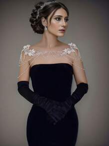 1 قطعة سلسلة كتف مشغولة يدويًا معقودة، ديكور للفساتين، مناسبة لفستان العروس وحفل المساء والفساتين الطويلة بدون أكمام - يولا - مشاهدة 5