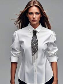 1件闪亮星星装饰流苏配饰，百搭男女通用领带，奢华版，适合所有季节和场合，可用于圣诞装饰。