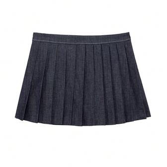 ZEVITY Casual geplooide denim minirokjes voor de zomer