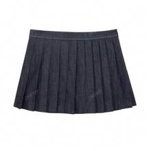 ZEVITY Casual Pleated Denim Mini Skorts For Summer