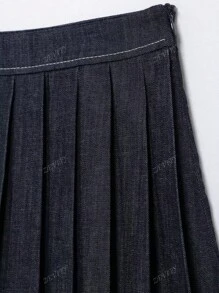 ZEVITY Casual Pleated Denim Mini Skorts For Summer
