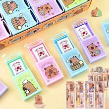 Caja de borradores de goma mágica de Capibara, borradores con diseño de Capibara de dibujos animados, útiles escolares divertidos para estudiantes de primaria - Multicolor - Ver 9