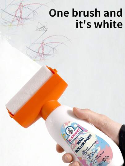500g  White Paint For Wall,Small Roller Brush Wall Repair Tool, Latex Paint With Small Roller Brush,Water-Based,Low VOC, The Best Choice For Removing Wall Stains White Paint For Wall(White)