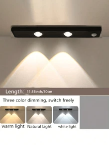 1 件猫眼传感器橱柜灯 USB 可充电运动传感器灯，LED 灯条，可调光 3 种颜色可选，适用于厨房、衣柜、橱柜、卧室、走廊 - 三色光 - 查看 19