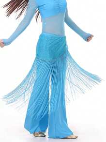 亮片腰链女肚皮舞腰巾灵动长款流苏三角带腰巾舞蹈专业舞台腰饰舒适贴身舞蹈领腰带