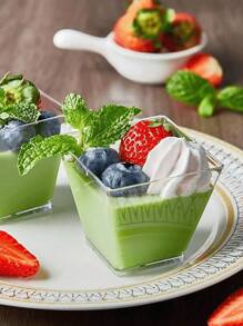 50pcs Plastic Dessert Cups, Small Square Clear Jelly Cups, Square Mini Appetizer Cups, Reusable Dessert Bowls Yogurt Parfait Cups For Mousse Cake, Parties, Wedding, Tasting, Puddings