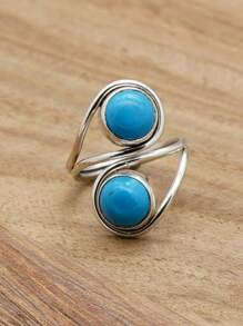 Sleeping Turquoise 925 Sterling Silver Gemstone Adjustable Ring - Sleeping Turquoise - View 2