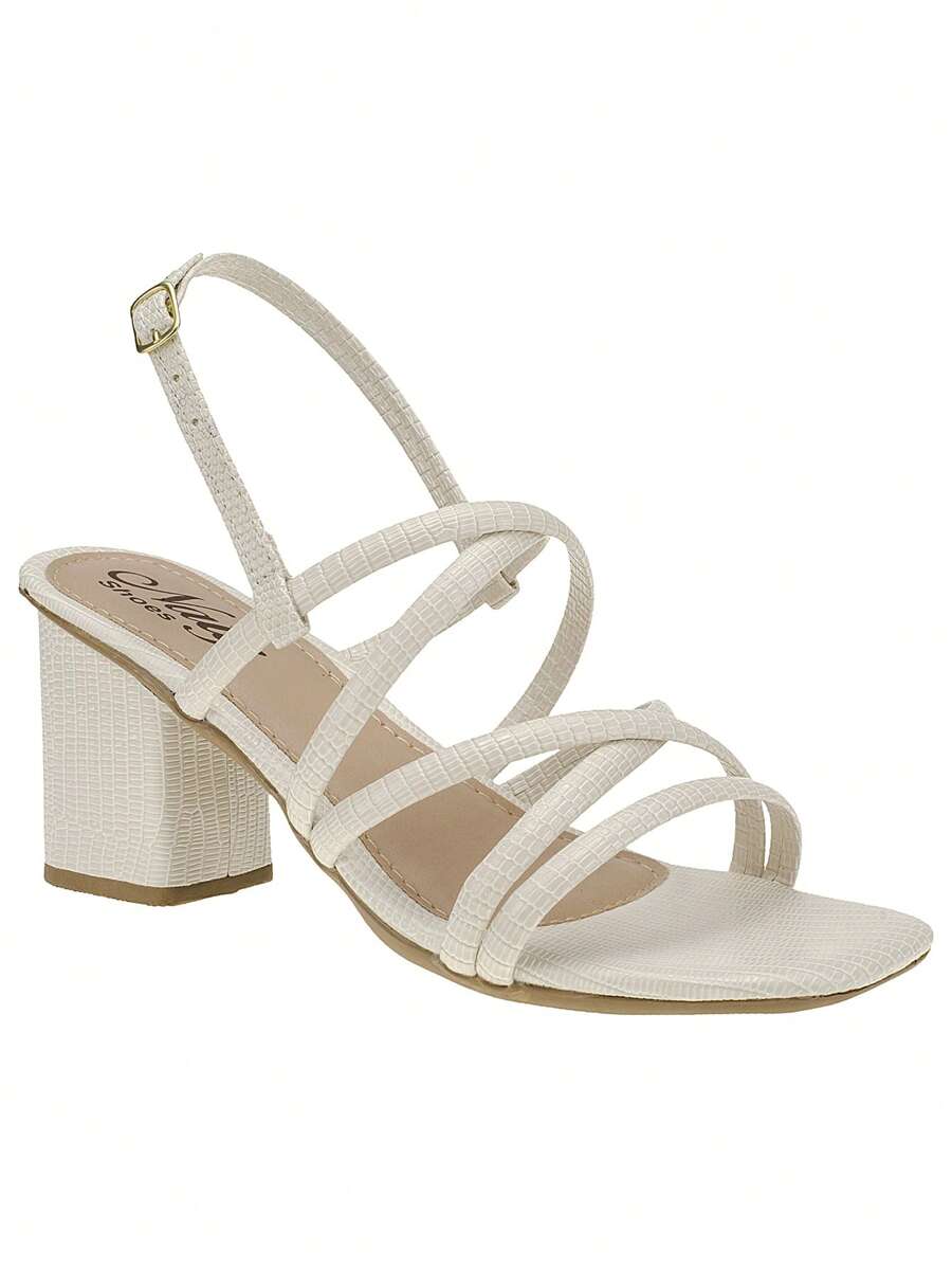 Women's High Heel Sandals Straps Elegant Formal Party Casual Mid-Season - Màu be - Xem 1