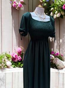 VESTIDO LARGO TIPO CAMPESINO CON MANGA MOD. ALY - Verde Niebla - Ver 8