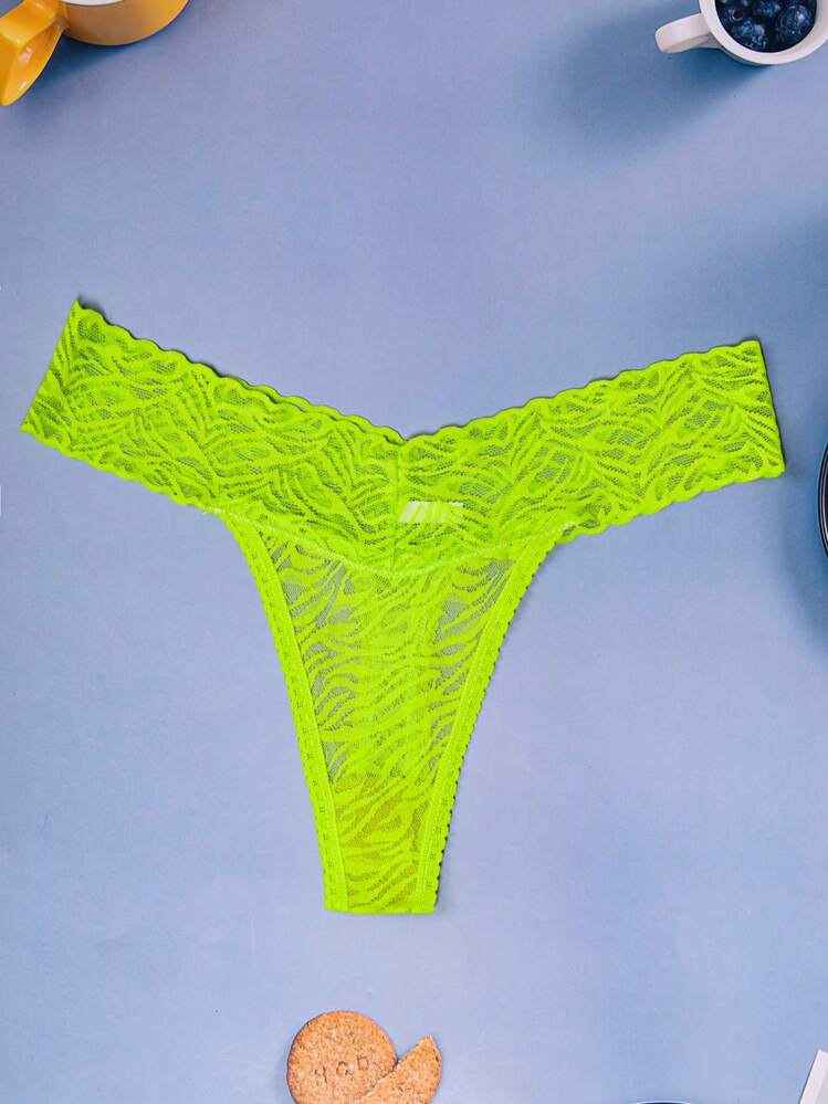 6pcs/Set Women Leopard Print Low Waist Lace Thong Sexy Panties - Multicolor - View 3