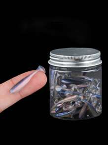 100 Pieces Of Bait In One Bottle, 1.38-Inch Bait T-Tail Soft Bait, Lead Head Hook, Slow Sinking Root Fish Worm, Sea Bass Crooked Mouth Carp, Small And Micro Fake Bait, With Night Light