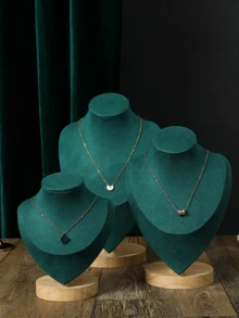 Wooden Human Figurine Green Mannequin Jewelry Display Rack Stand, Countertop Jewelry Organizer Display Stand Prop - Green - View 8