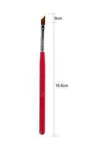 1Pc French Tips Oblique Nail Brush Red Handle Half Moon Shape UV Gel Nail Painting Drawing Pen Manicure DIY Design Tools