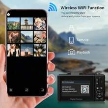 5K 紧凑型相机 - 75MP 相机和视频博客，带翻转屏幕、闪光灯、防抖、18 倍变焦、多种模式，包括 32GB SD 卡和可充电电池 - 非常适合旅行和社交媒体，非常适合复活节、生日礼物 - 彩色 - 查看 8