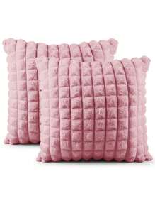 Kit Of 2 Cushion Covers 45cmx45cm Velvety In Soft Decorative Plush With Zipper - Peonía - Ver 1