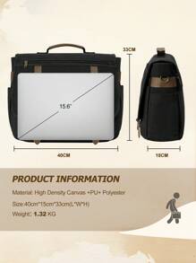 NEWHEY Messenger Bag Men 15.6 Inch Laptop Bag Vintage Canvas Briefcase Retro Work Computer Bag Large Shoulder Bag Water Resistant Cross-Body Satchel Bag For Business Office College Travel Laptop Case - Multicolor - View 8