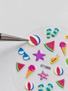 2 Box Of 24pcs Nails, Press On Nails, Cute Cartoon Fake Nails With Nail Stickers For Children, Waterproof Nail Stickers, Colored Nail Stickers, Party Toys, Birthday Gifts.