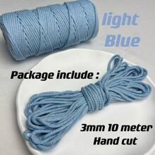 3 毫米 10 米粗棉绳花边绳 100% 天然棉质花边绳 DIY 工艺品适用于手工制作家庭聚会婚礼装饰 - 3毫米10米 - 查看 15