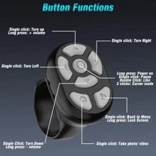 1pc Round Wireless Remote Control, Scrolling Ring With Battery Level Display, For E-Book Reading, Video Scrolling, And Camera Shutter - USB Rechargeable, Long-Lasting Lithium Polymer Battery, Portable Slouchy Operation Mode, Compatible With IPhone, IPad, Android Devices Suitable For Summer Vacation, Travel Holiday, Portable Camera Shutter Wireless Shutter