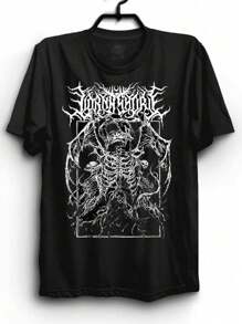 Rock Metal New Metal Nu Metal Emo Gothic Gothic Darkwear Streetwear T-Shirt Unisex Men Women 100% Cotton Top Premium Streetwear New Release Various Colors!! Plus Size - 黑色 - 查看 1