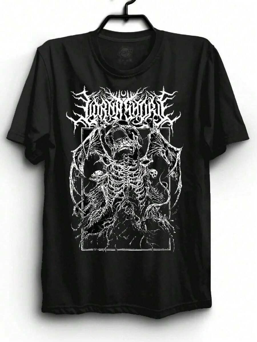 Rock Metal New Metal Nu Metal Emo Gothic Gothic Darkwear Streetwear T-Shirt Unisex Men Women 100% Cotton Top Premium Streetwear New Release Various Colors!! Plus Size - 黑色 - 查看 1